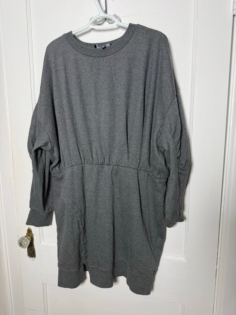 Eloquii Gray Sweatshirt Dress 18/20 Ruched Sleeve Plus Minimalist Athleisure
